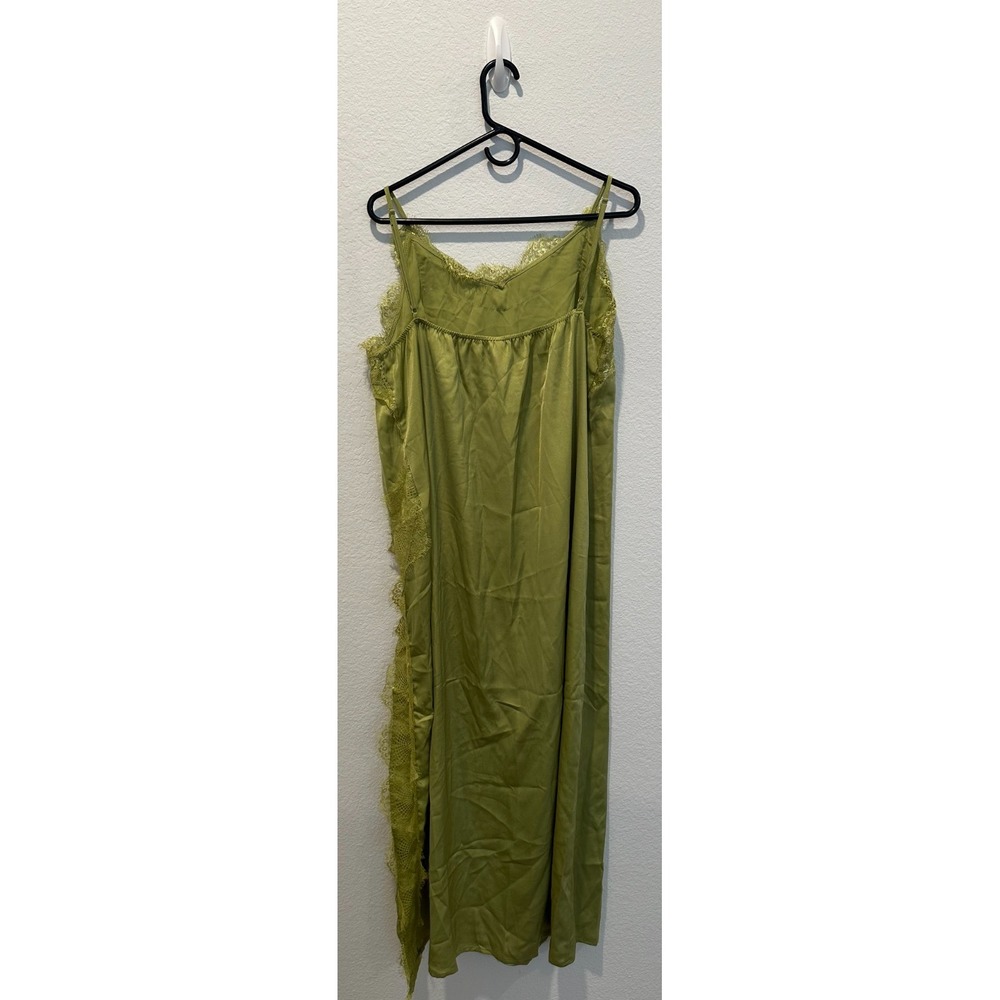 Womens Lace Mesh Trim Detail Satin Asymmetrical Dress XXL - Picture 2 of 3